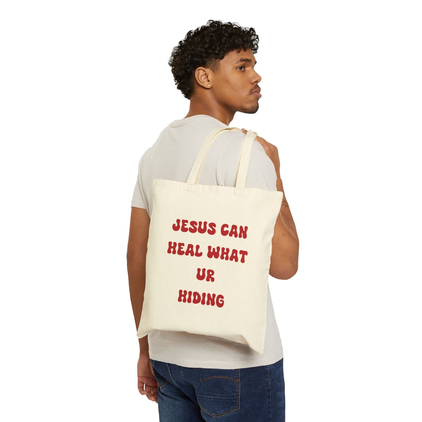 Religious Tote Bag Jesus Can Heal What You're Hiding